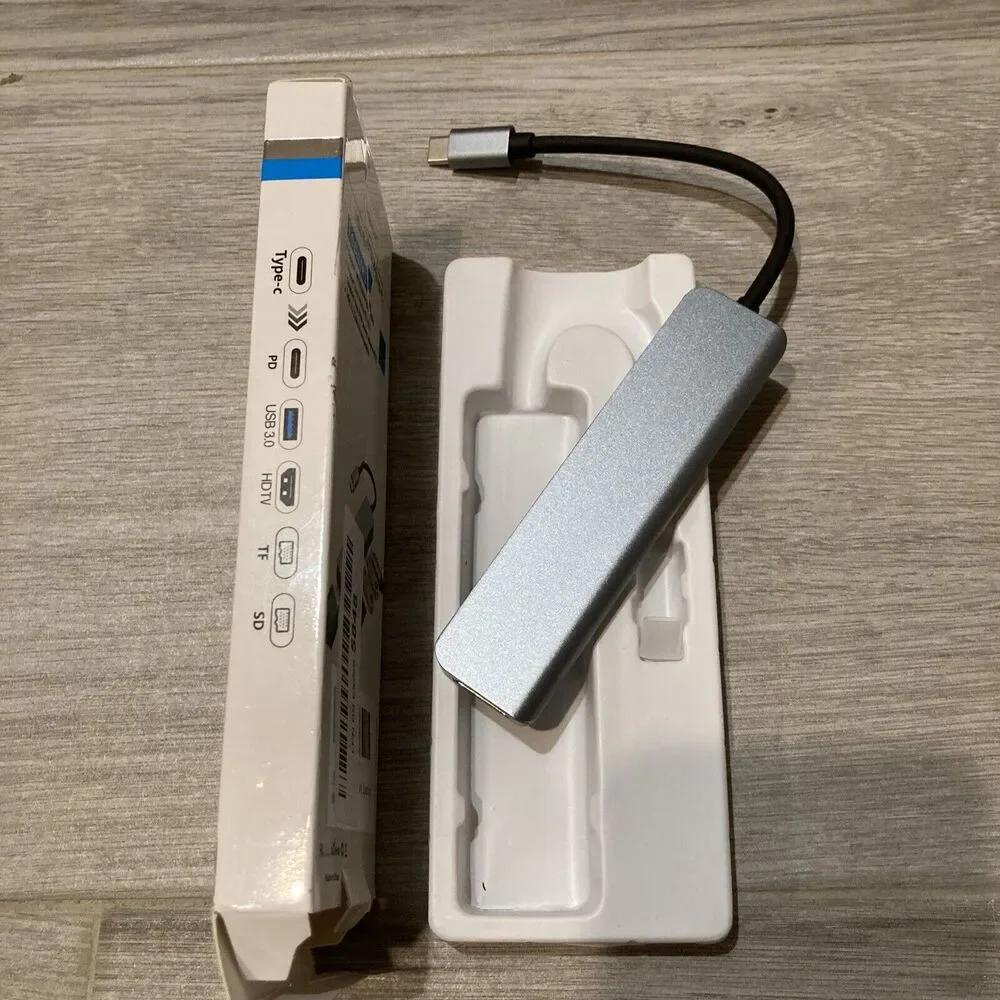 6 in 1 Multiport USB-C Hub Type C To USB 3.0 4K HDMI Adapter HDTV PD TF SD